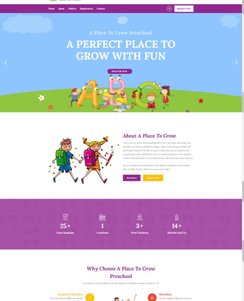 Palmetto Design Firm Portfolio A Place To Grow Preschool Website