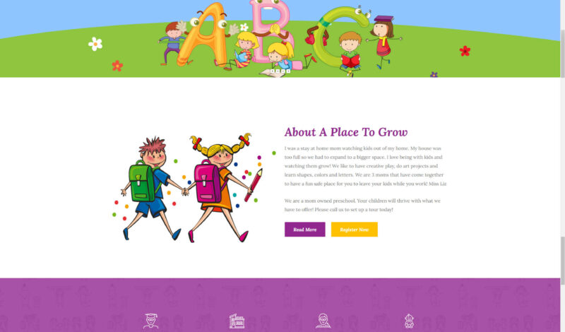 Palmetto Design Firm Portfolio A Place To Grow Preschool Website